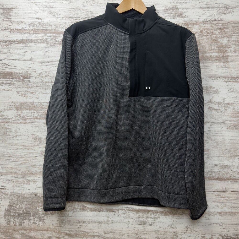 Under Armour Golf Storm SweaterFleece 1/2 Zip Pullover Mens XL Black Gray